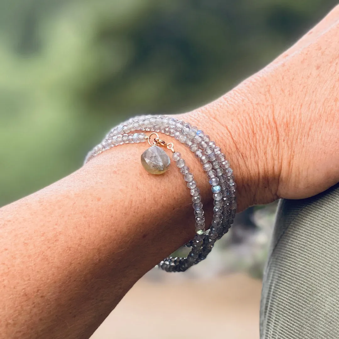 Labradorite Wrap Bracelet for a Positive Change in Your Life - Gold