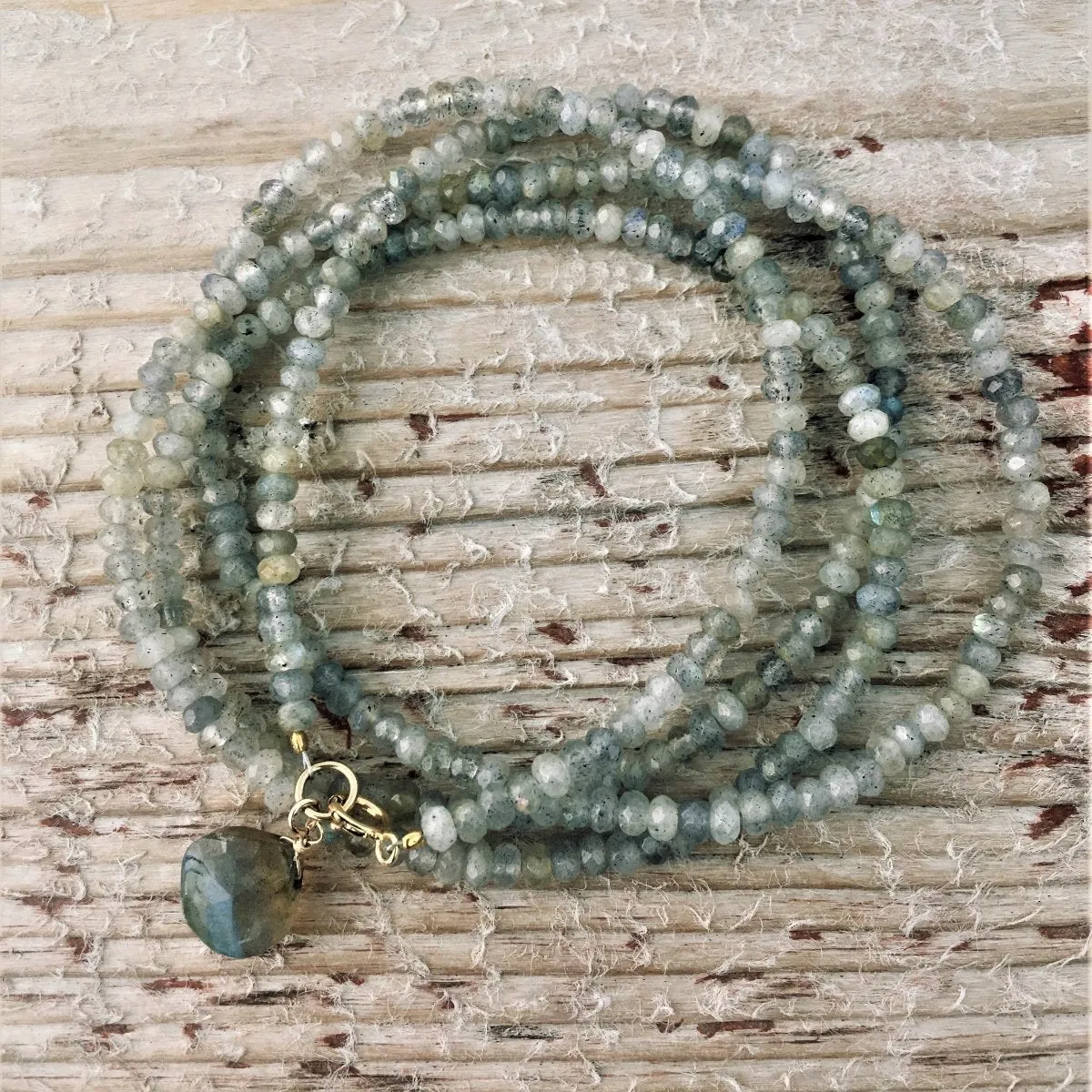 Labradorite Wrap Bracelet for a Positive Change in Your Life - Gold