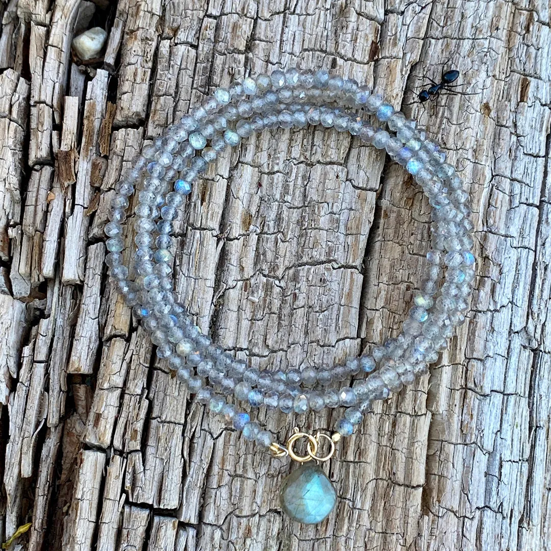 Labradorite Wrap Bracelet for a Positive Change in Your Life - Gold