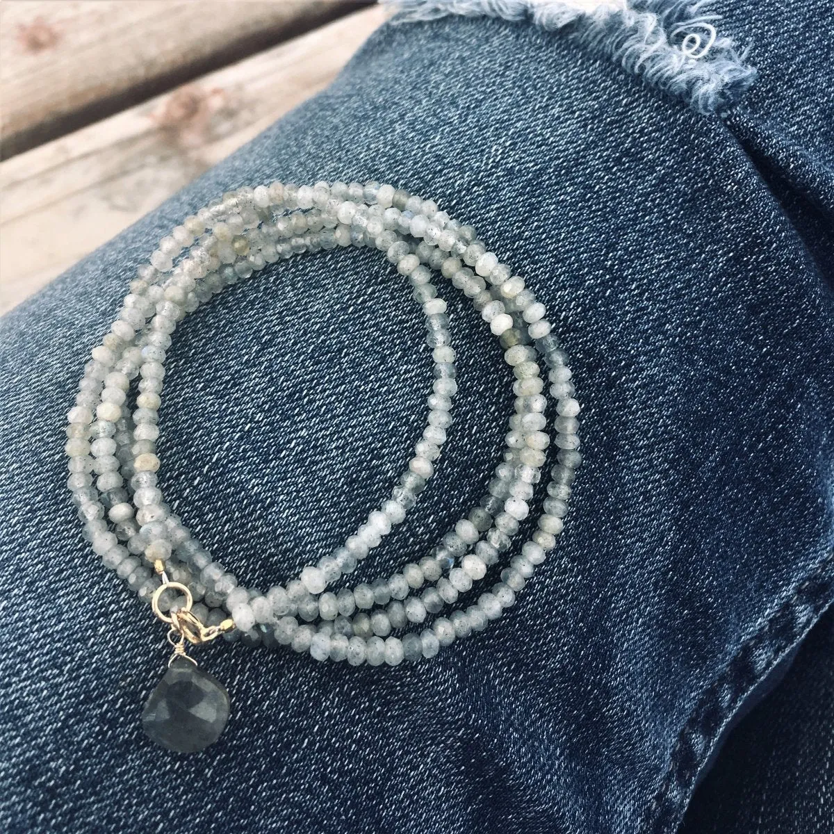 Labradorite Wrap Bracelet for a Positive Change in Your Life - Gold