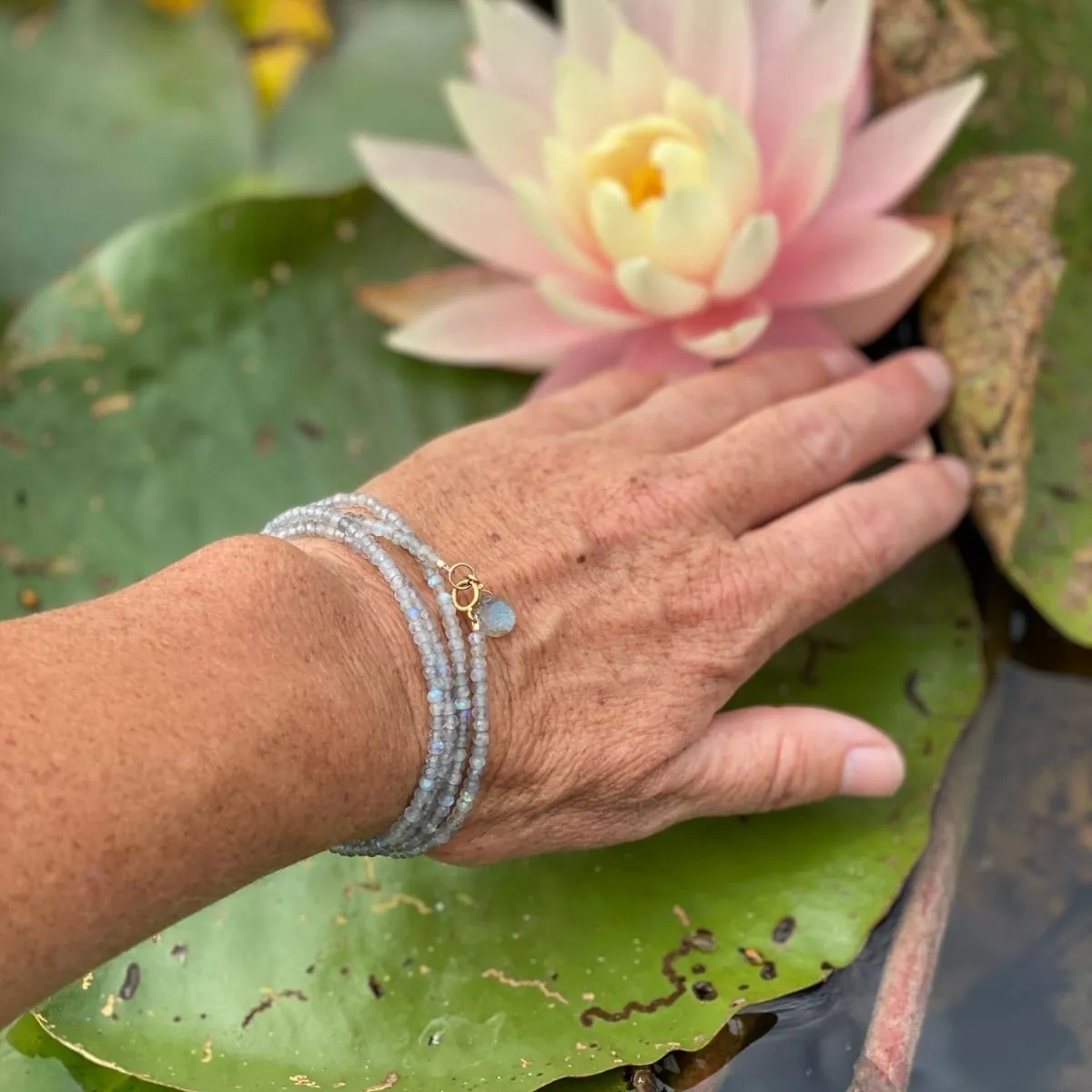 Labradorite Wrap Bracelet for a Positive Change in Your Life - Gold