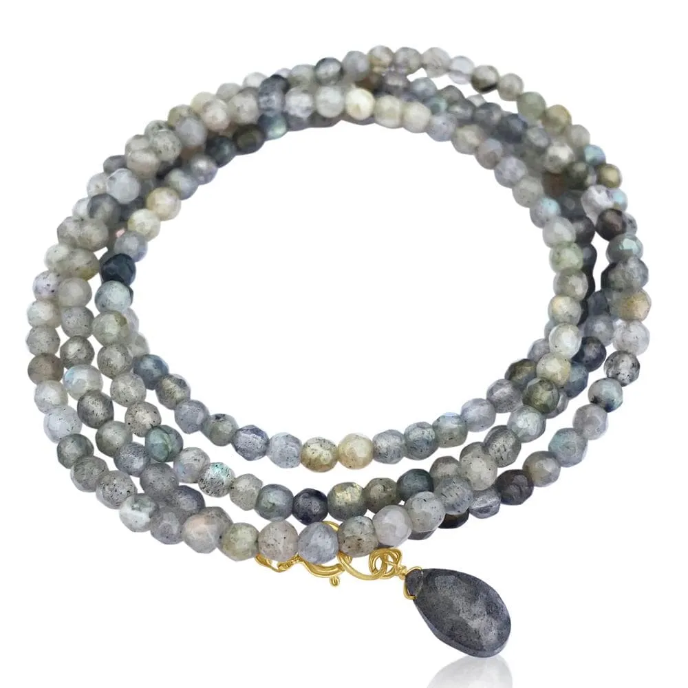 Labradorite Wrap Bracelet for a Positive Change in Your Life - Gold