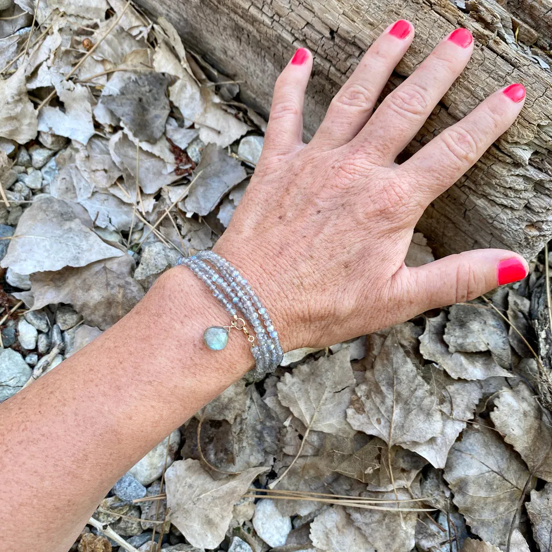 Labradorite Wrap Bracelet for a Positive Change in Your Life - Gold