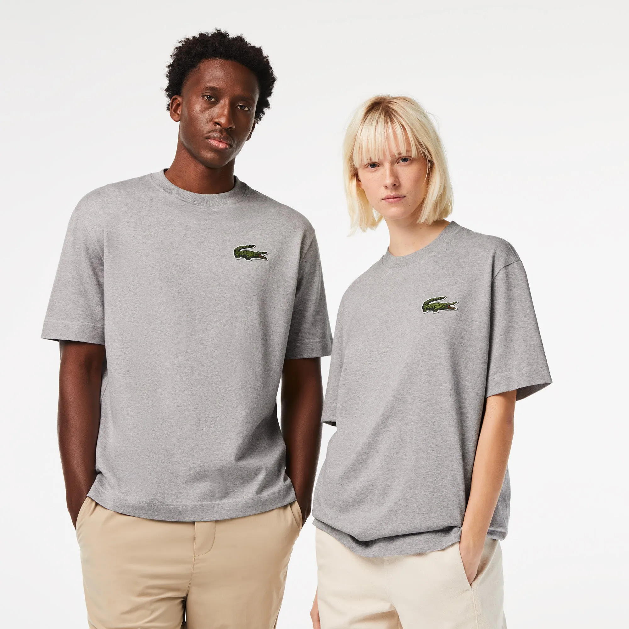 LACOSTE Unisex Loose Fit Large Crocodile Organic Cotton T-Shirt