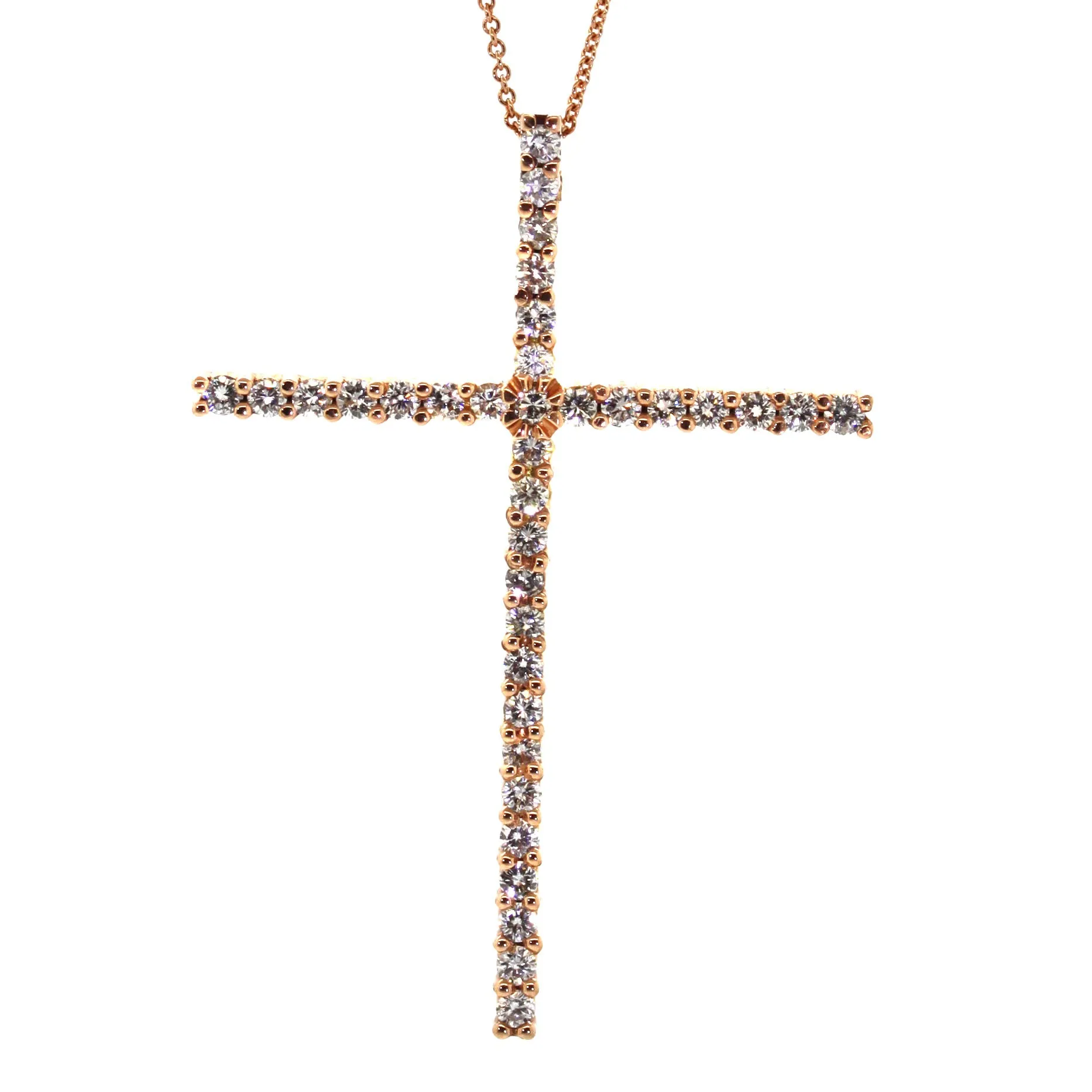 Large Rose Diamond Cross Necklace