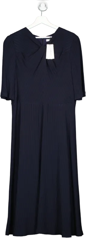 LK Bennett Blue Mariann Navy Twist Neck Midi Dress Bnwt UK 18