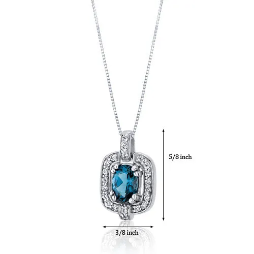 London Blue Topaz Pendant Sterling Silver