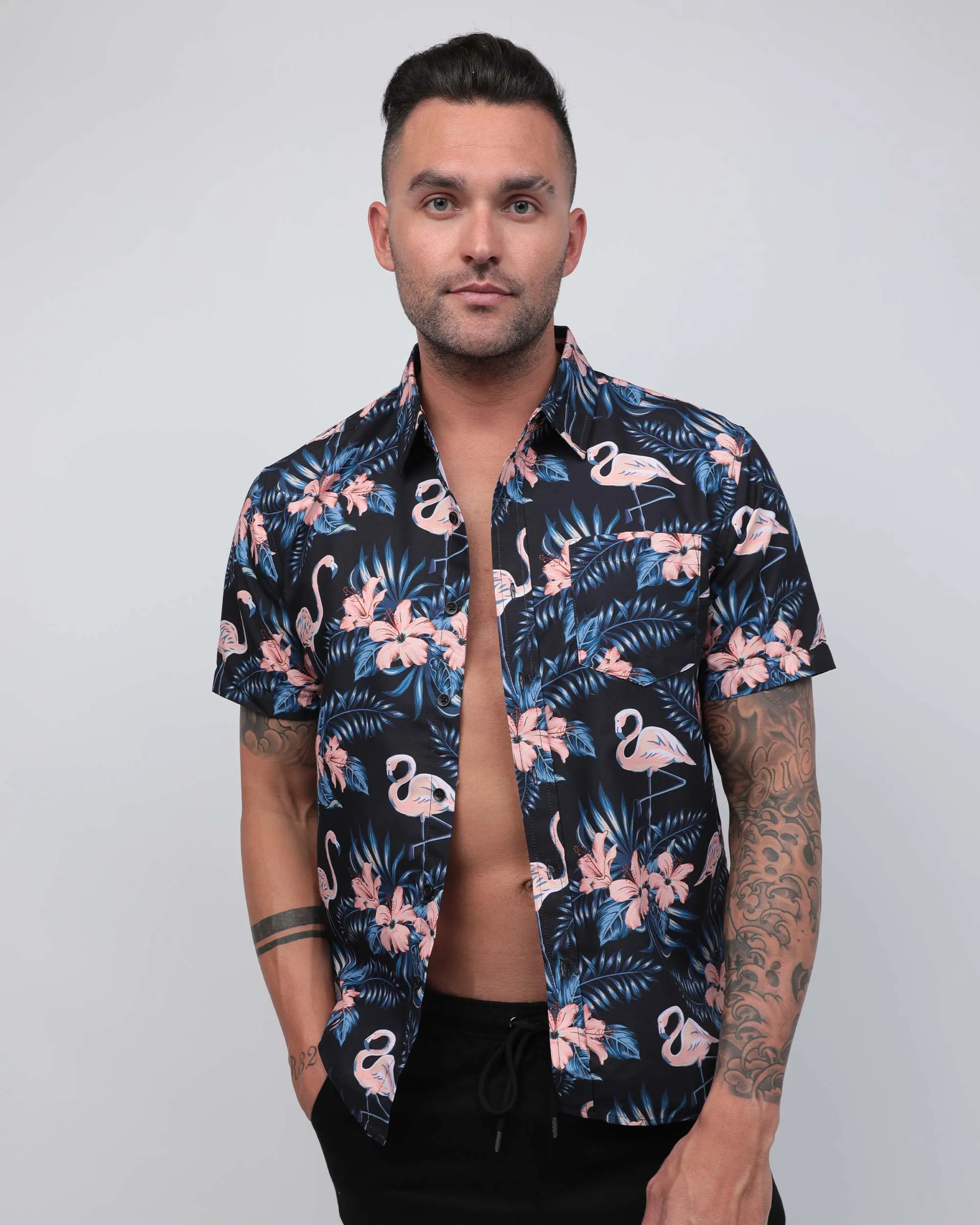 Lost in Paradise Flamingo Camp Shirt