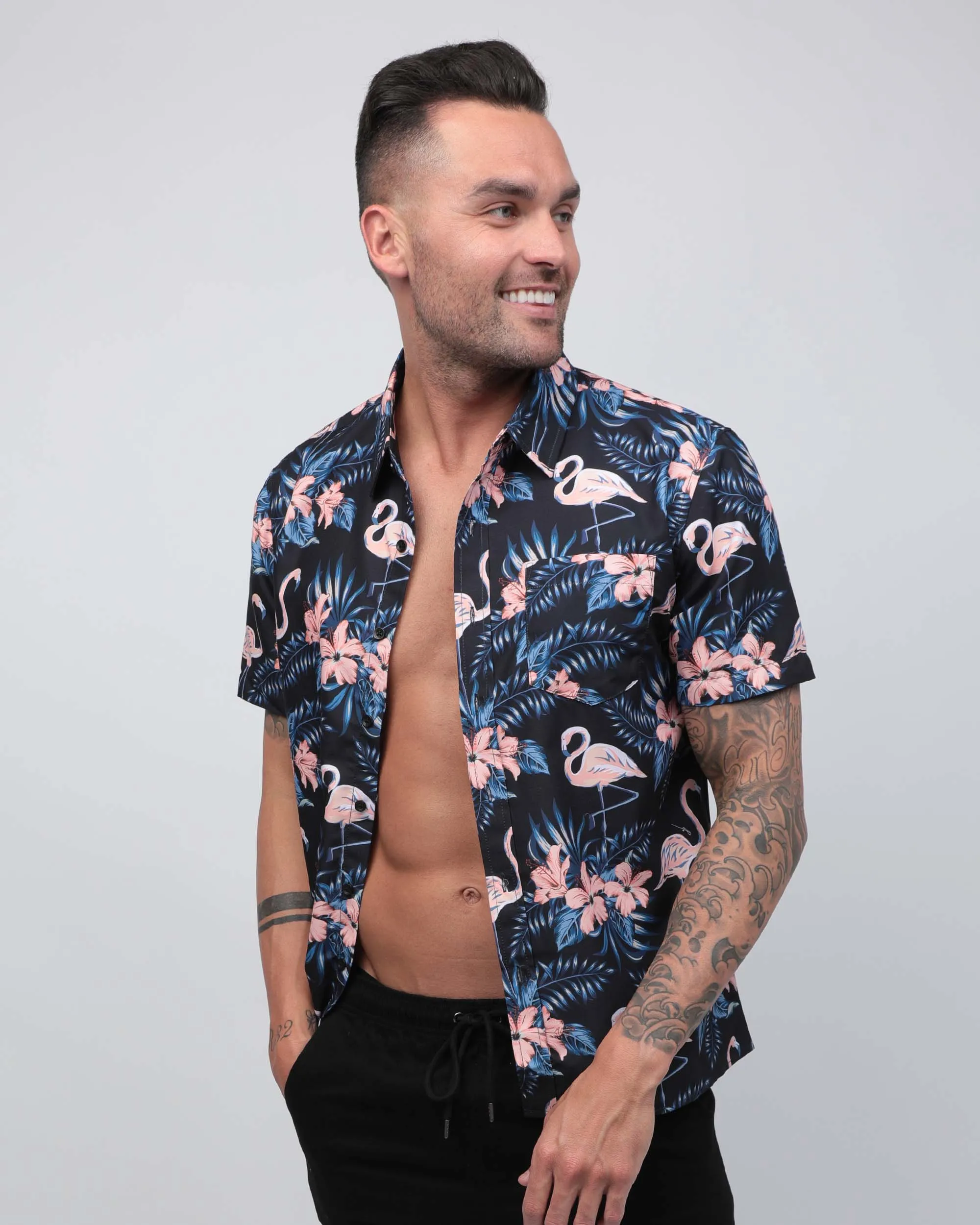 Lost in Paradise Flamingo Camp Shirt