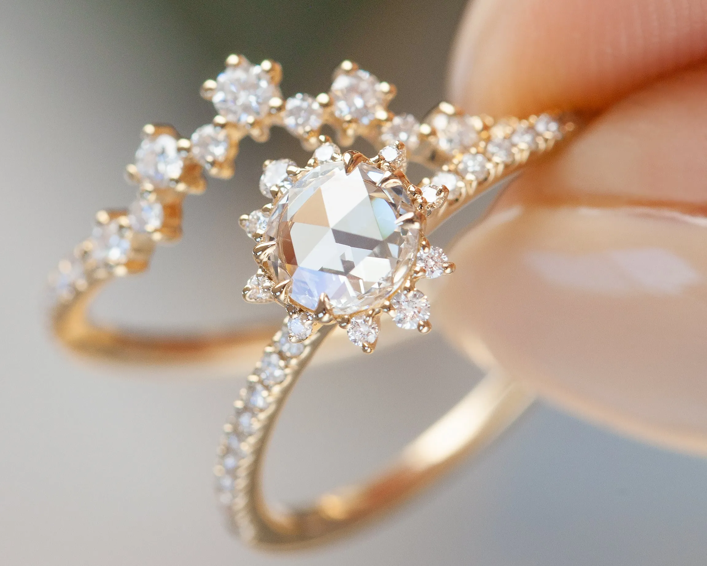 Lyra White Diamond Halo Ring