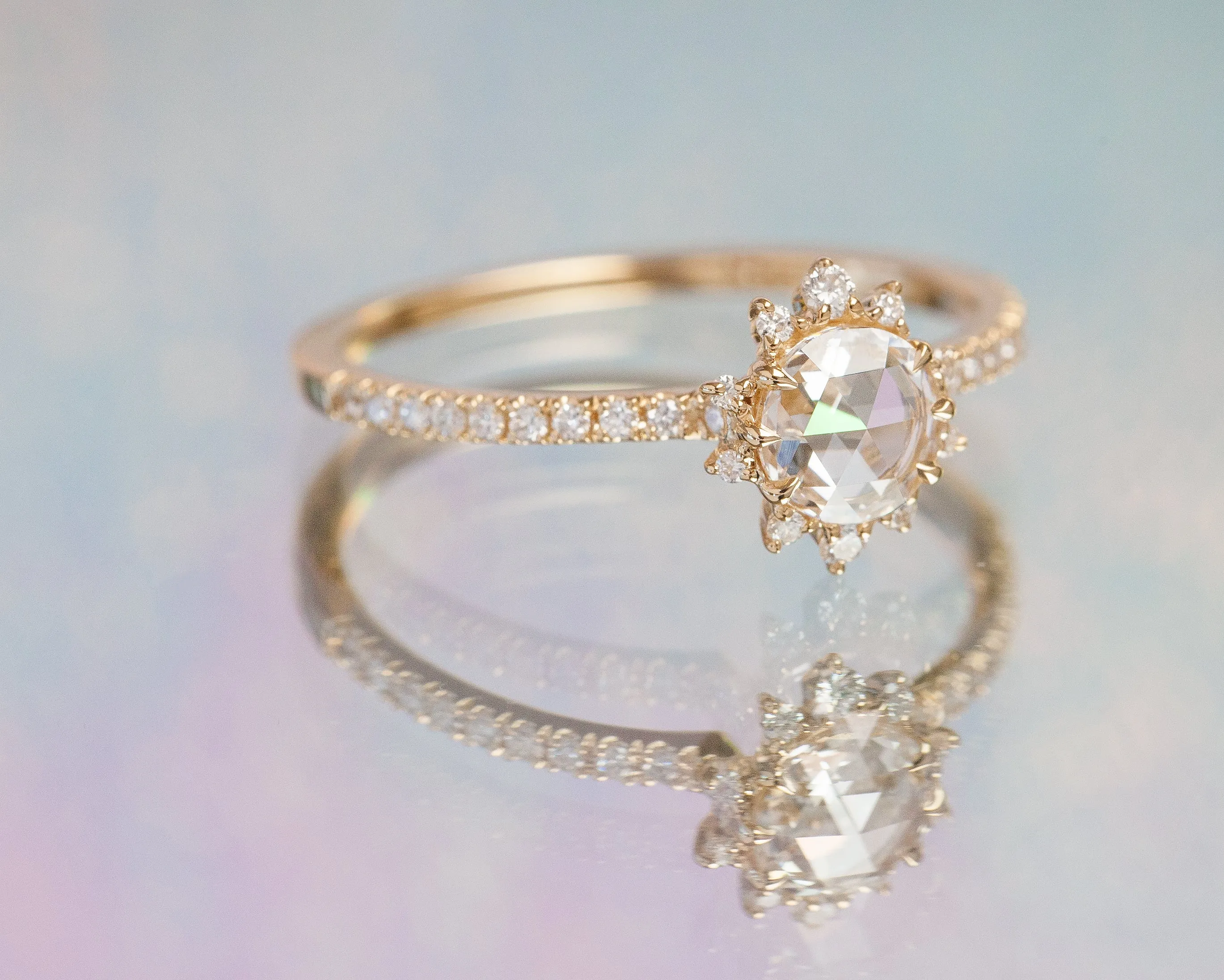 Lyra White Diamond Halo Ring