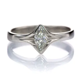 Marquise Diamond Semi-Bezel Fold Solitaire Engagement Ring