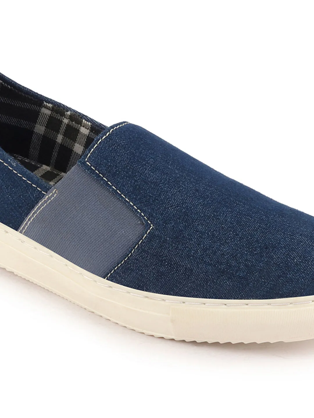 Men Navy Blue Colorblocked Denim/Canvas Slip On Casual Loafer Shoes