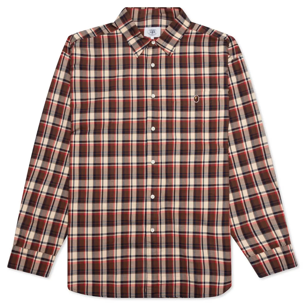 Mini Bape Check Loose Fit Shirt - Red