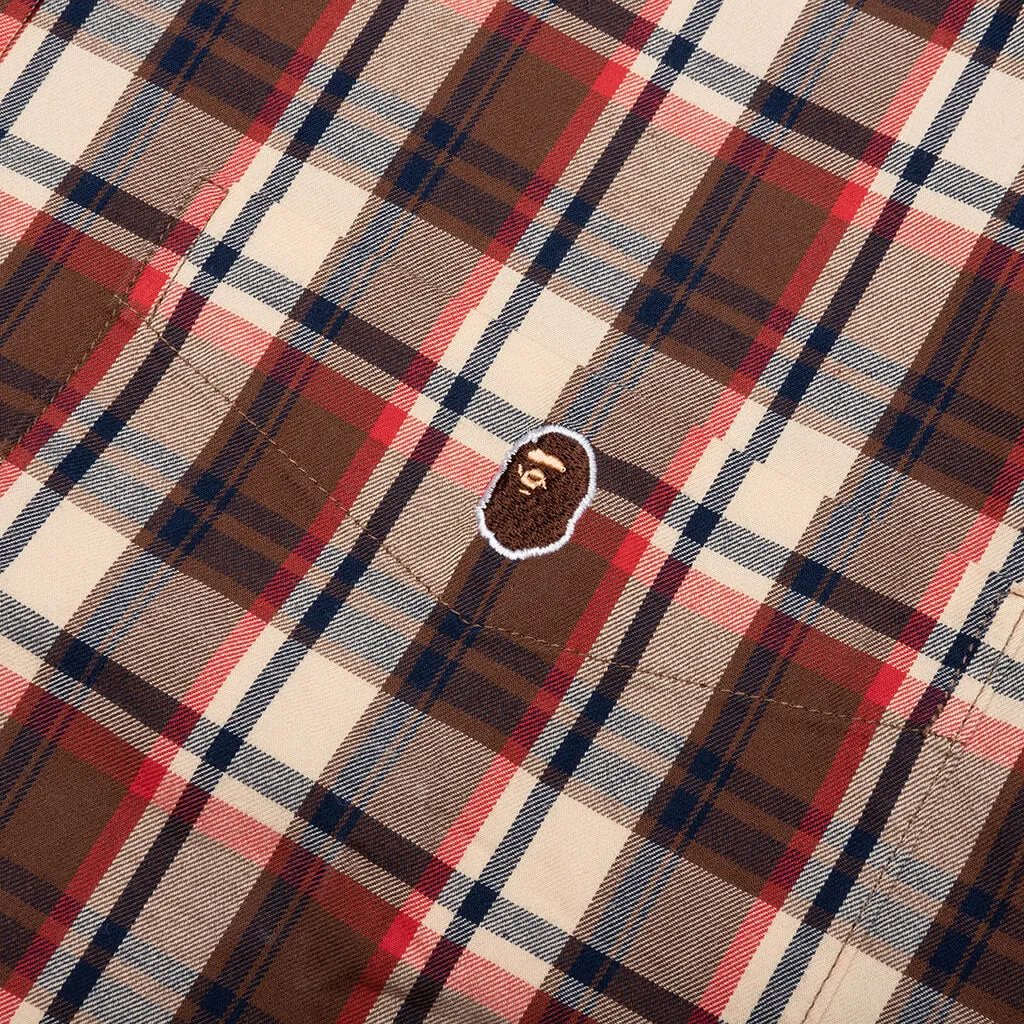 Mini Bape Check Loose Fit Shirt - Red