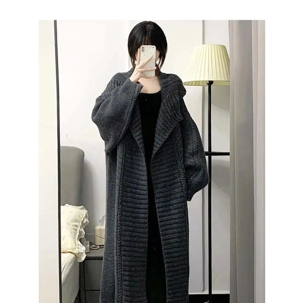 MS002 Open Front Long Sleeve Loose Sweater Cardigan Coats