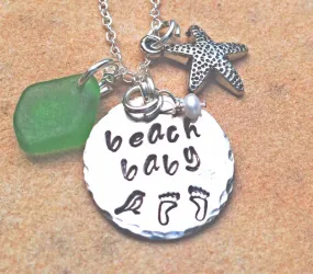 necklace, beach baby,beach girl necklace, beach jewelry, Hawaiian jewelry, starfish necklace, sea glass necklace, personalized gifts, beach