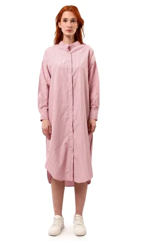 O179191 Relaxed Fit Striped Light Coral Shirt Dress