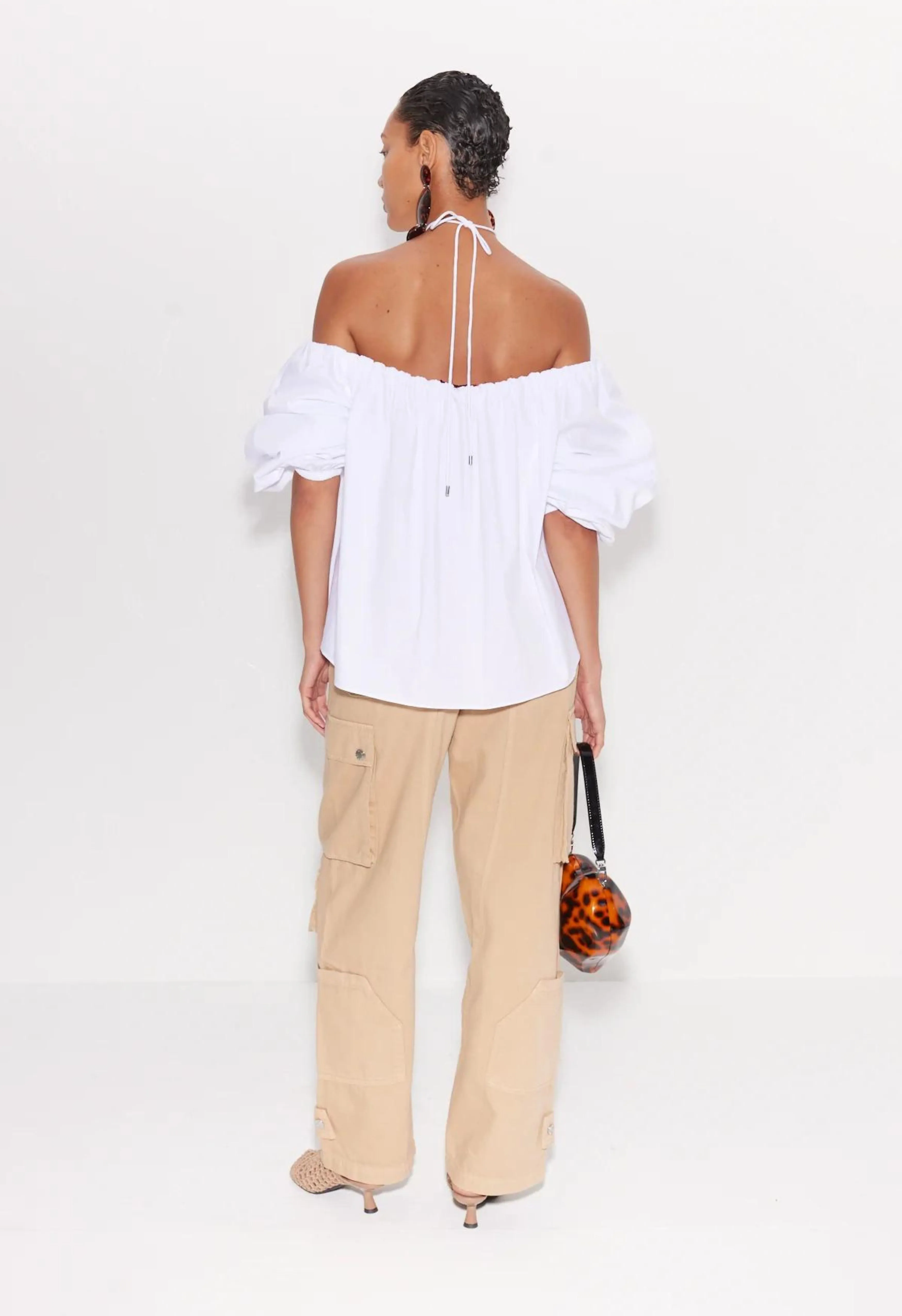 Oleander Poplin Top in Macadamia