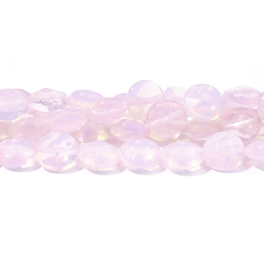 Opalite Pink (Synthetic) 10mm Faceted Puff Coin - Limited Editions - 15-16 inch