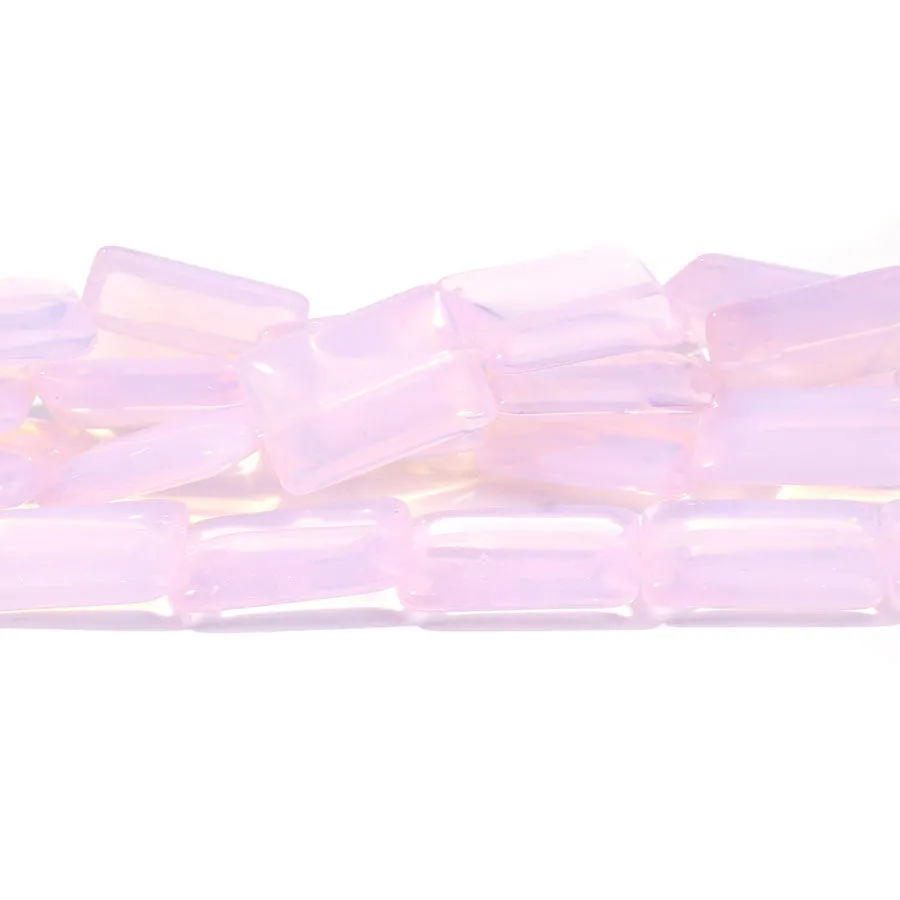 Opalite Pink (Synthetic) 13X18mm Puff Rectangle - 15-16 inch - CLEARANCE