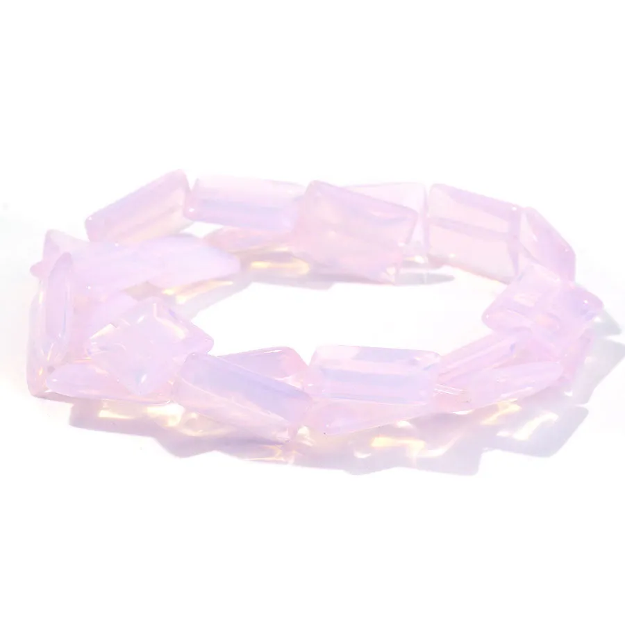 Opalite Pink (Synthetic) 13X18mm Puff Rectangle - 15-16 inch - CLEARANCE