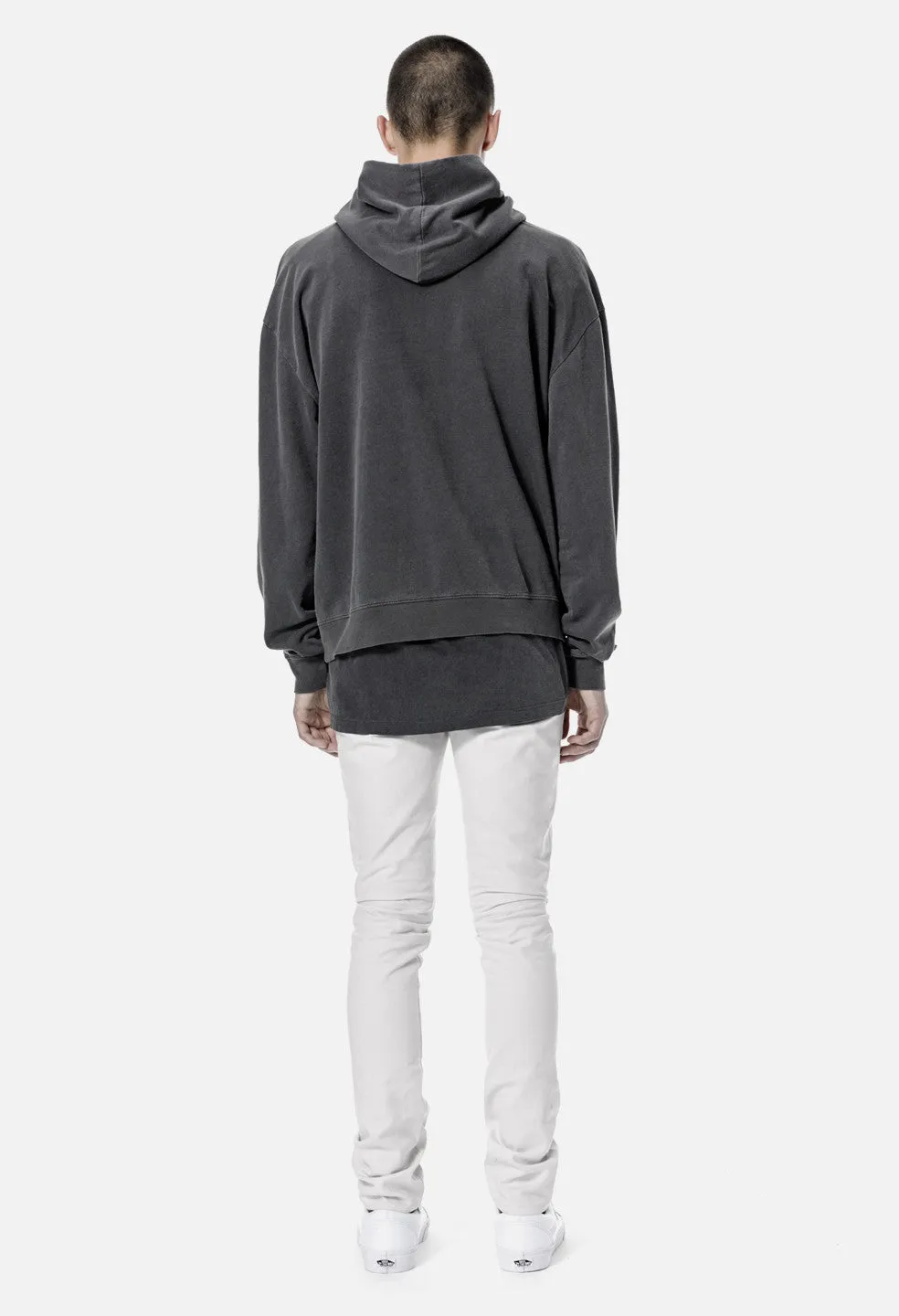 Oversized Cropped Hoodie / Washed Black