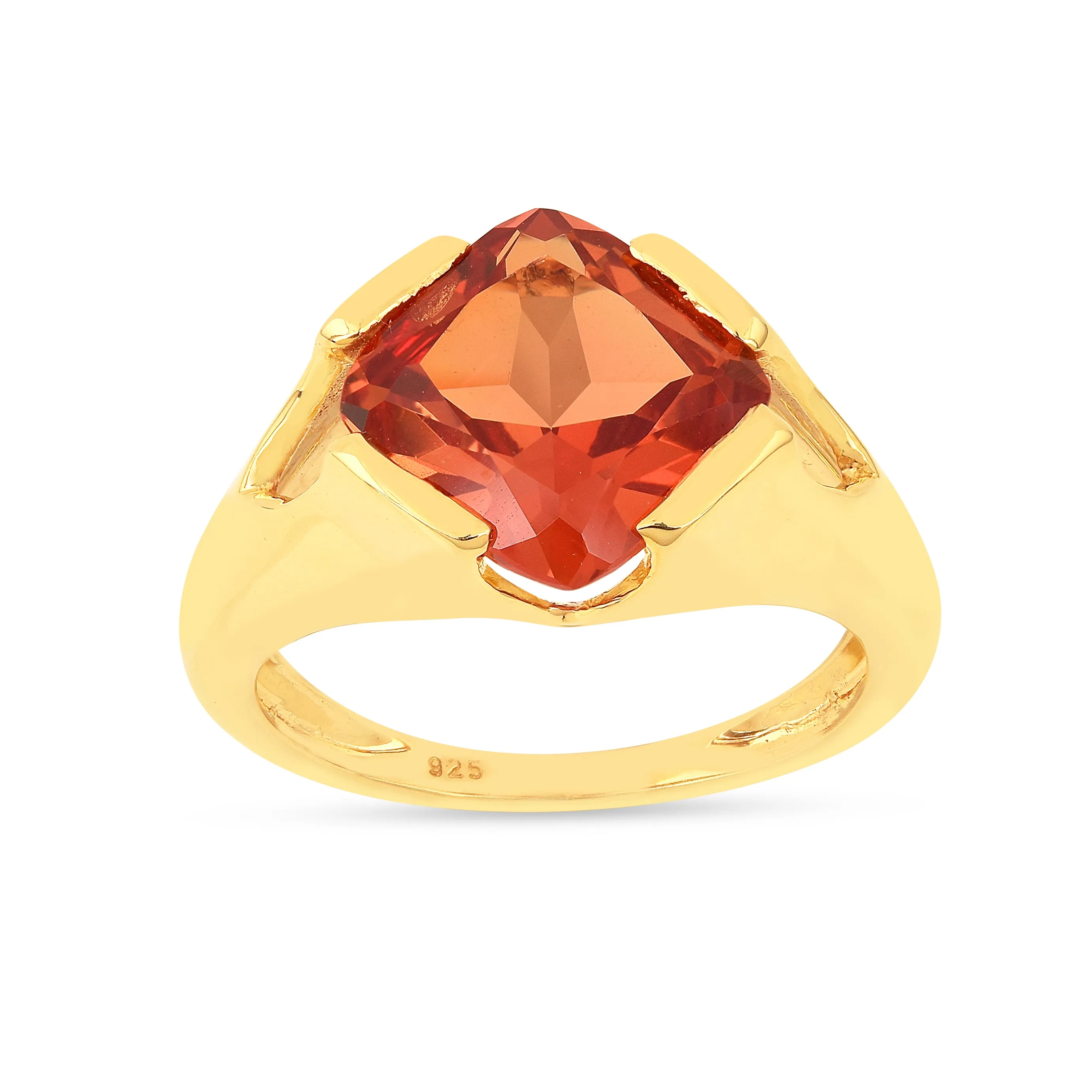 Peach Sapphire Cushion Ring