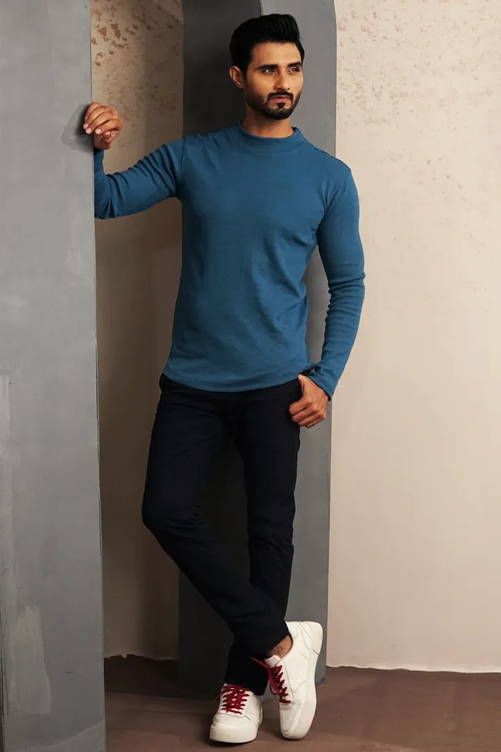 Peacock Blue Mockneck Sweatshirt