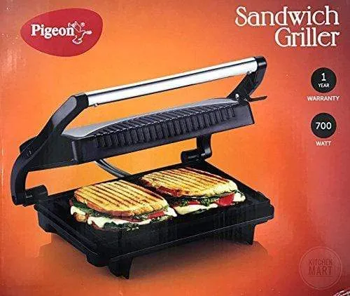 Pigeon 12377 700-Watt 4 Slice Sandwich Griller (Metallic)