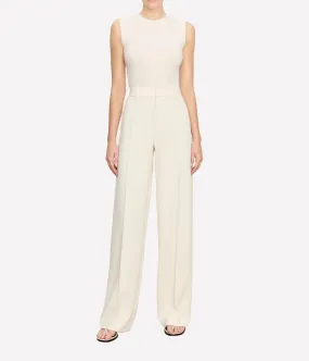 Pin Tuck Wide Leg Pant in Off White