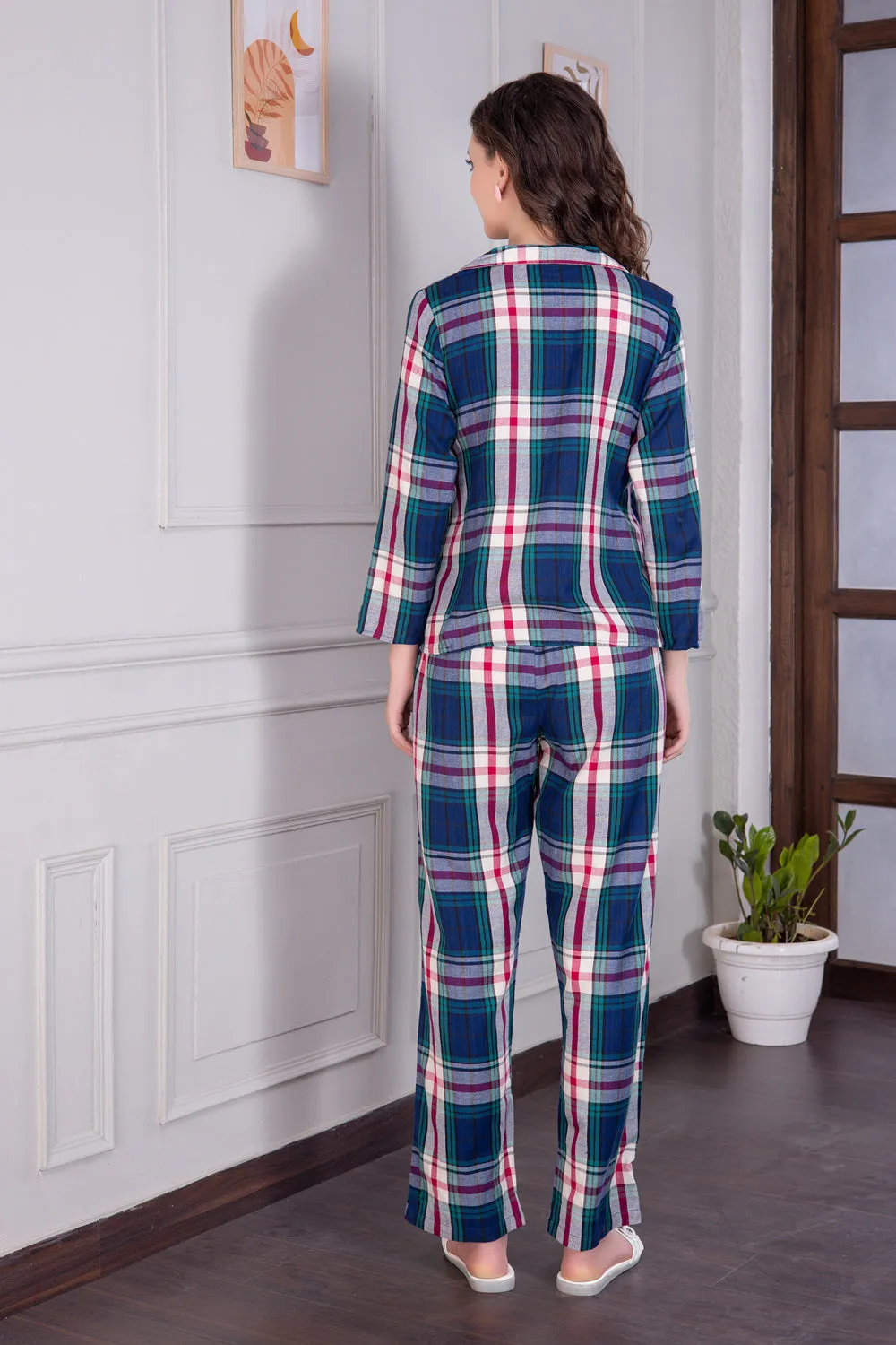 Pj set in cotton Check