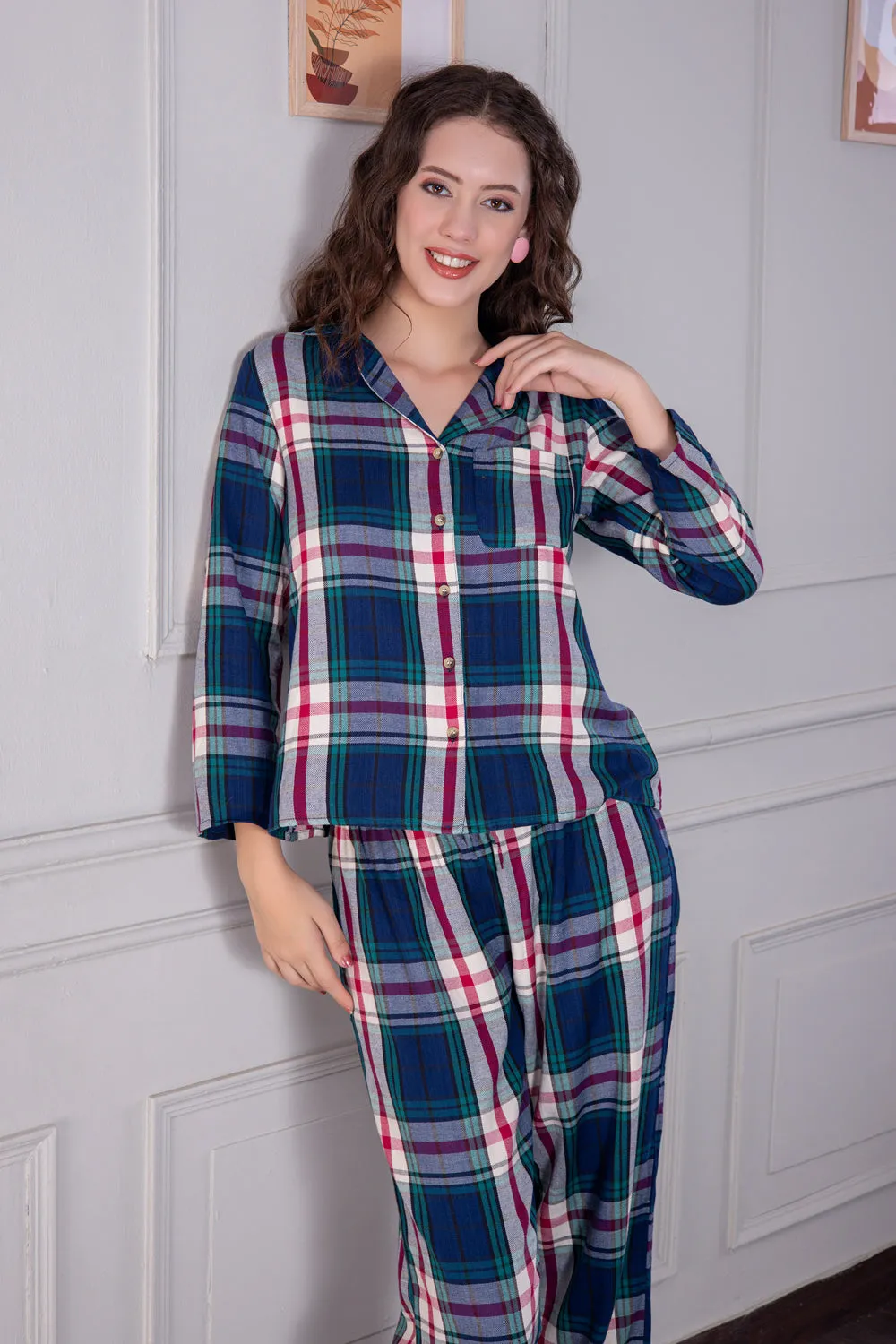 Pj set in cotton Check