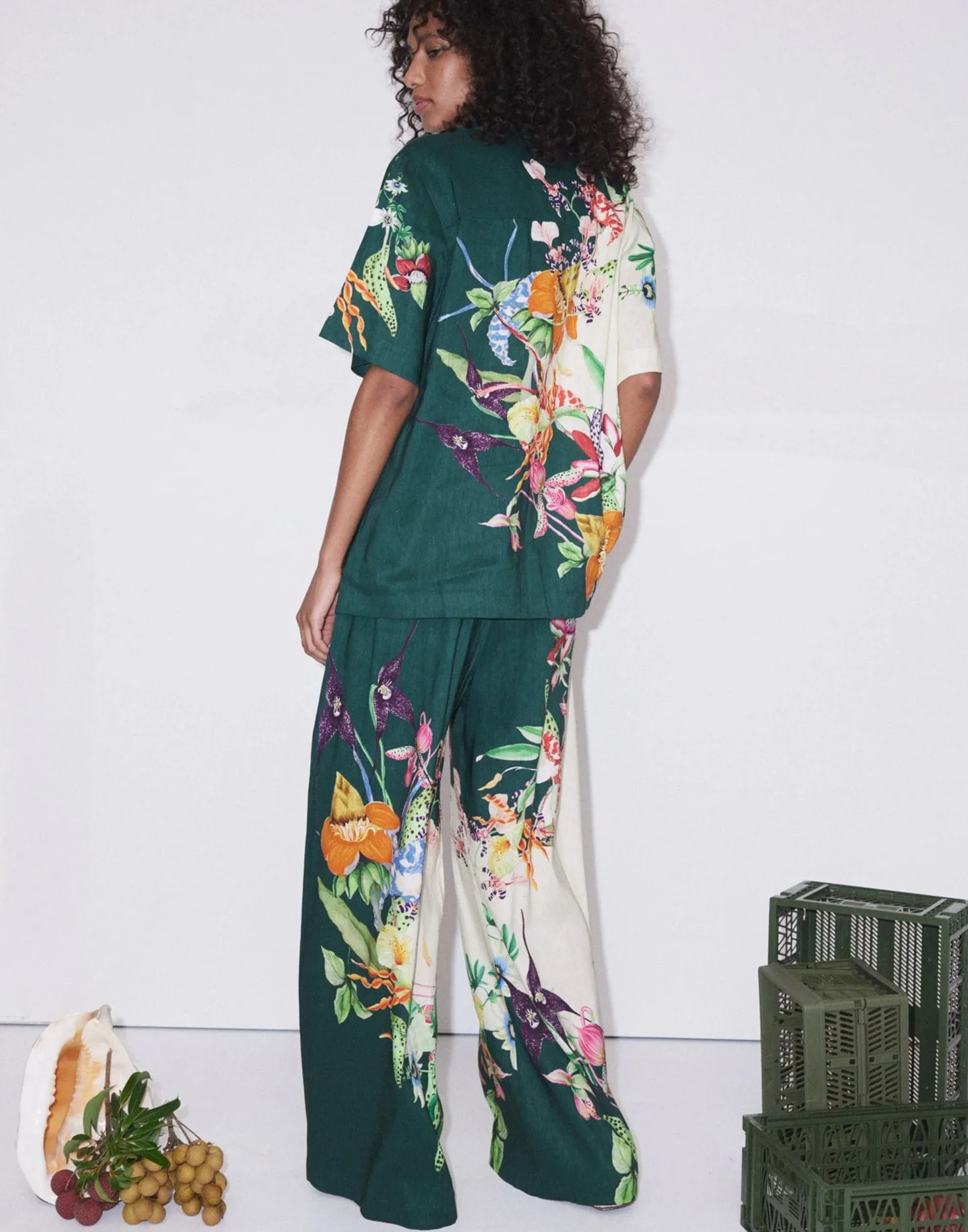 Printed Linen & Viscose Aggie Pants