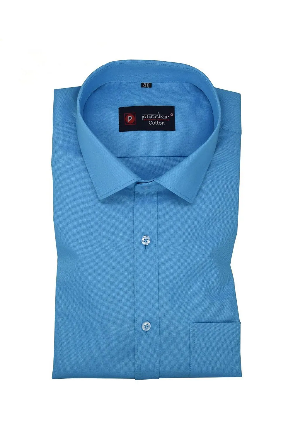 Punekar Cotton Blue Color Rich Cotton Formal Shirt For Men's