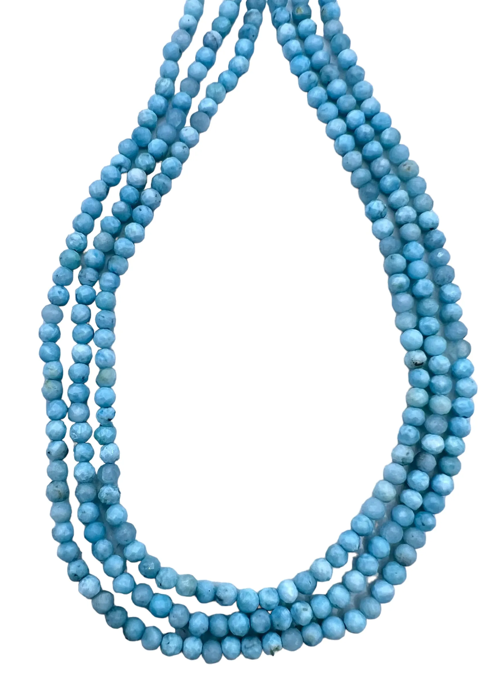 RARE Larimar 3mm Faceted Round Beads,  (13 inch Strand)