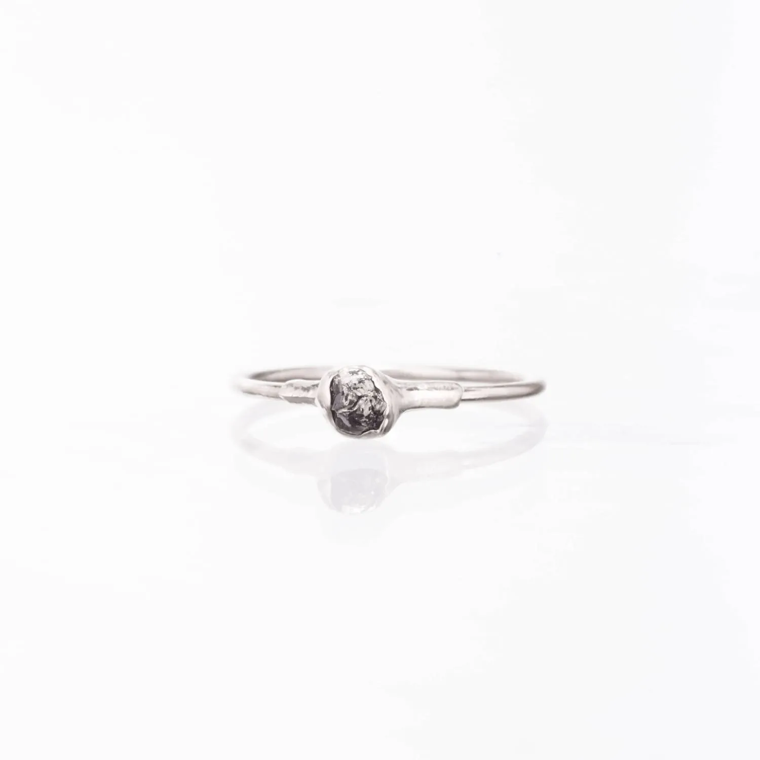 Raw Black Diamond Ring in Sterling Silver