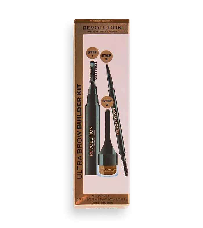 Revolution - Kit de cejas Ultra Brow Builder Kit - Medium Brown