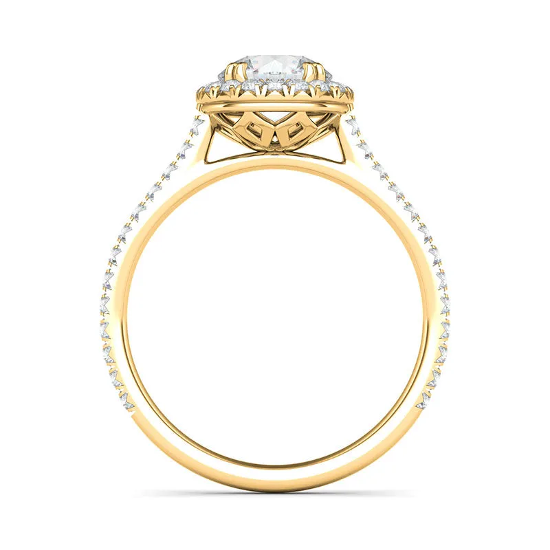 Round Brilliant Cut Halo & Pave Diamond Ring