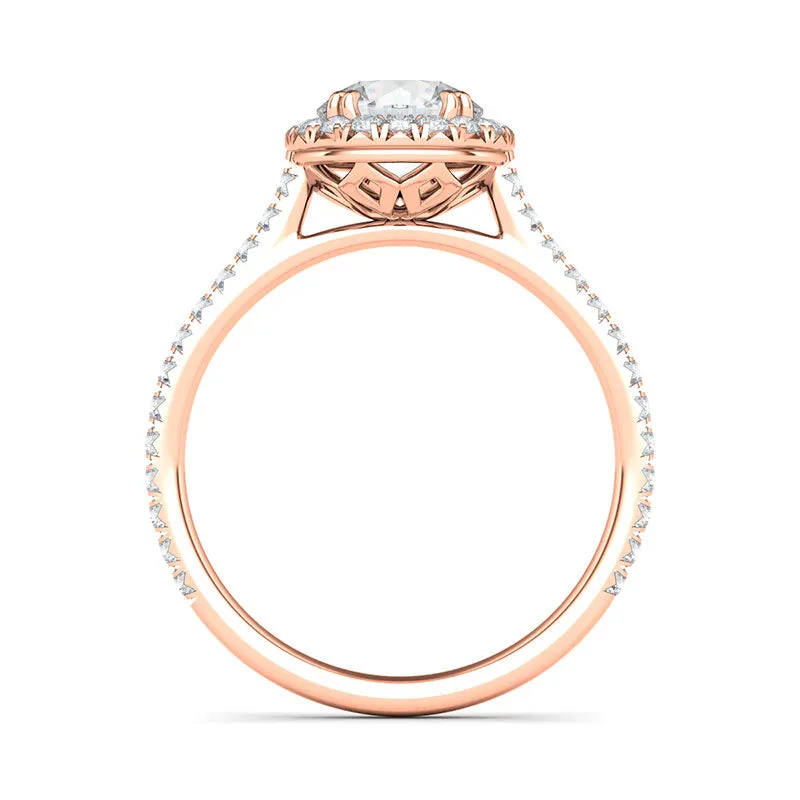 Round Brilliant Cut Halo & Pave Diamond Ring