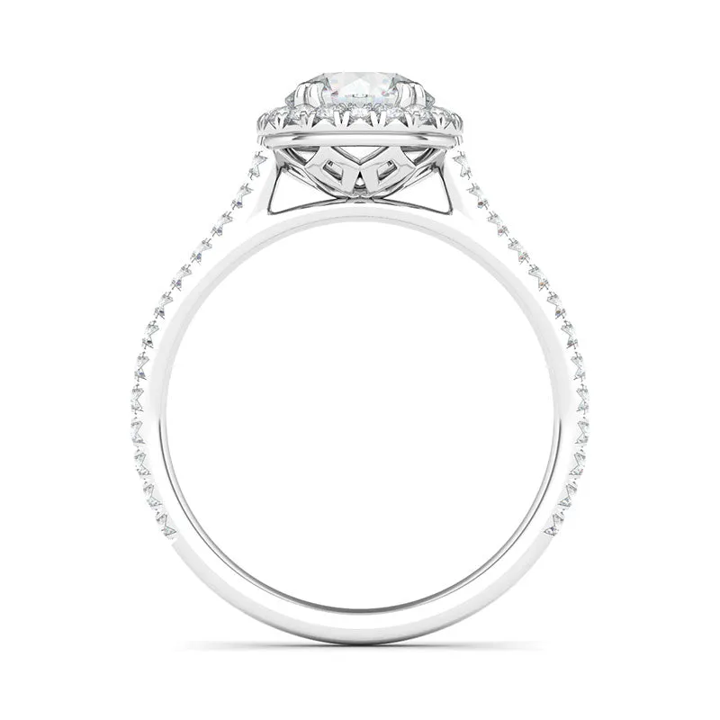 Round Brilliant Cut Halo & Pave Diamond Ring