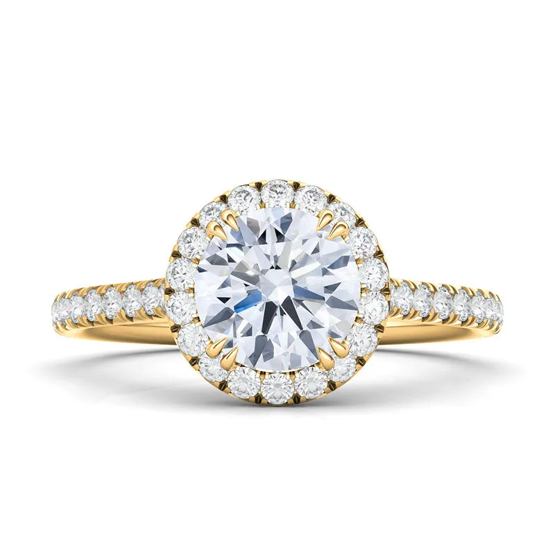 Round Brilliant Cut Halo & Pave Diamond Ring