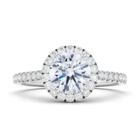 Round Brilliant Cut Halo & Pave Diamond Ring