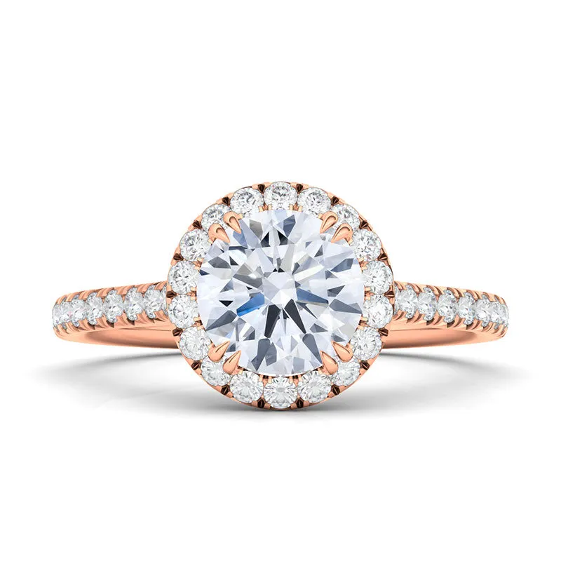 Round Brilliant Cut Halo & Pave Diamond Ring