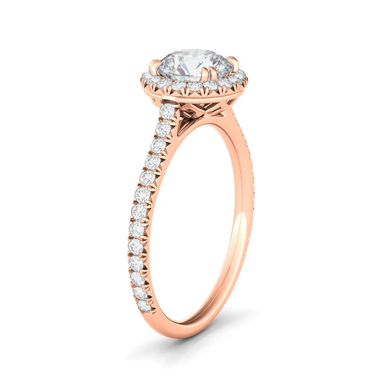 Round Brilliant Cut Halo & Pave Diamond Ring