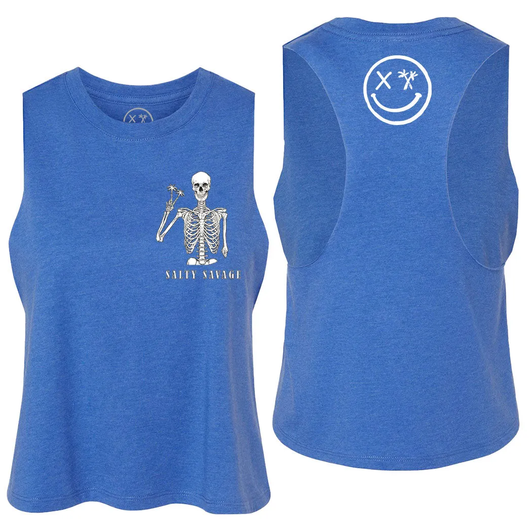 Salty Savage Ladies "Peace Skeleton" Flowy Crop Tank