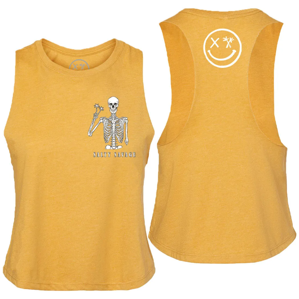 Salty Savage Ladies "Peace Skeleton" Flowy Crop Tank