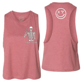 Salty Savage Ladies "Peace Skeleton" Flowy Crop Tank