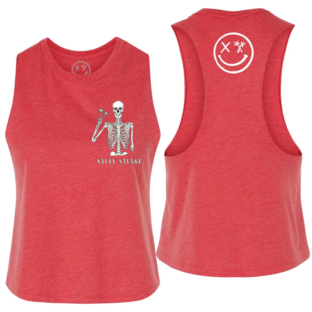 Salty Savage Ladies "Peace Skeleton" Flowy Crop Tank