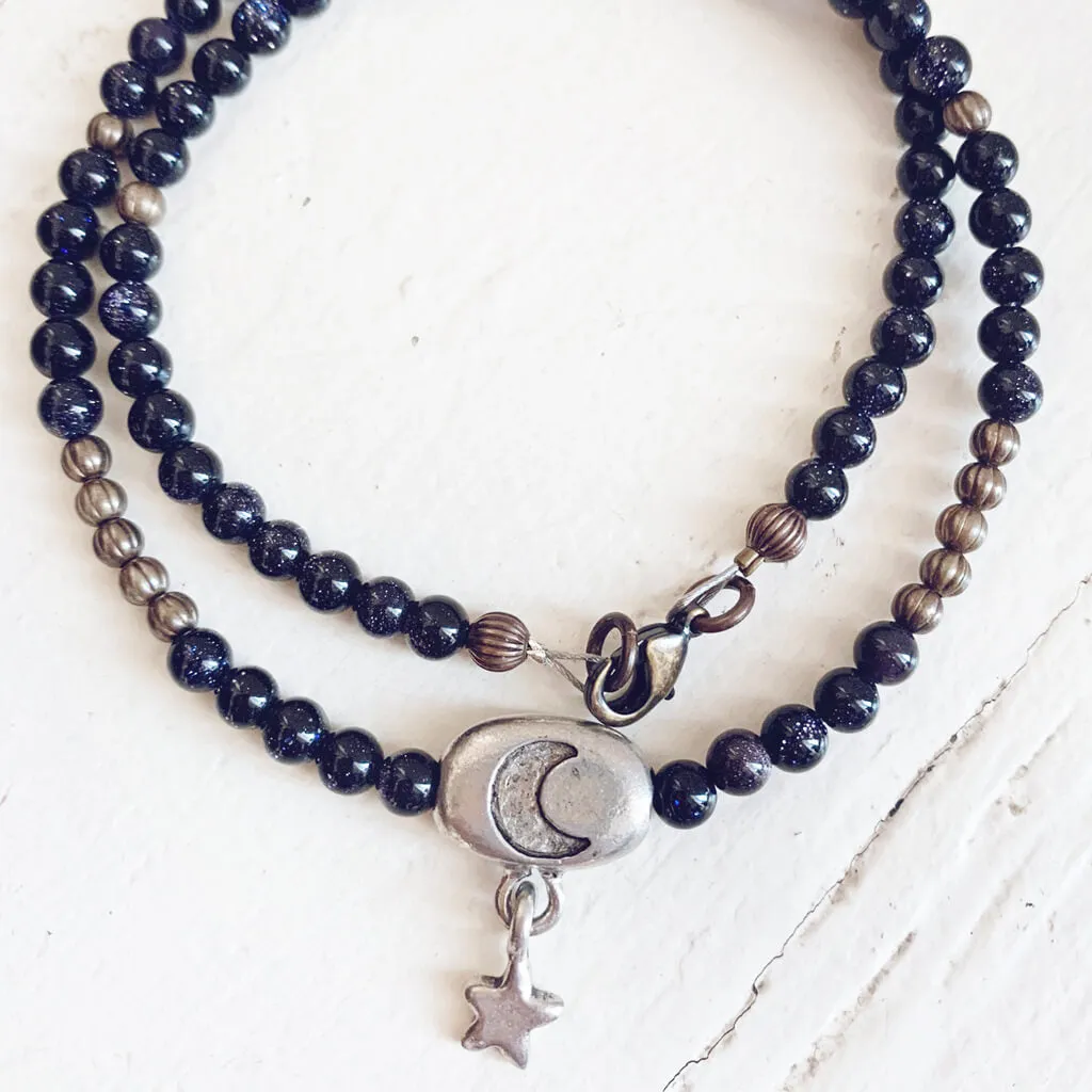 soluna // sun, crescent moon & star beaded choker wrap bracelet